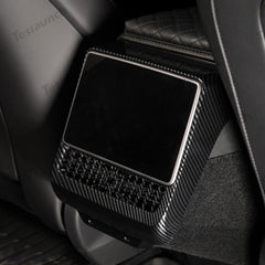 Kockás hátsó szellőzőnyílás képernyővédő keret (szénszálas mintázatú ABS) Tesla Model Y Juniper 2025+