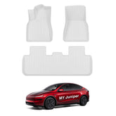 White All Weather  TPE Interior Floor Mats Cargo Liners Set for Tesla Model Y Juniper 2025+