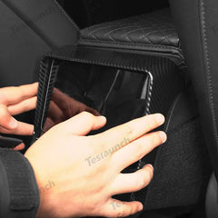 Kockás hátsó szellőzőnyílás képernyővédő keret (szénszálas mintázatú ABS) Tesla Model Y Juniper 2025+