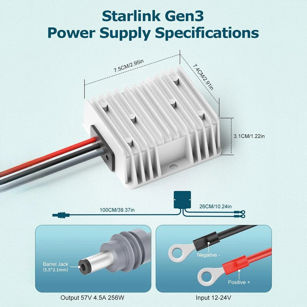 12V to 57V 4.5A Power Converter Kit for Starlink Gen 3 – with DC Plug - T-Launch