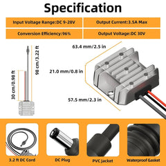 12V/24V to 30V Power Supply Adapter with DC Plug for Starlink Mini - T-Launch