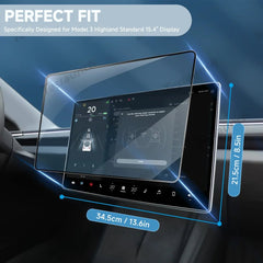 15.4" Front 9H Tempered Glass Screen Protector for Tesla Model 3 Highland Standard / Model Y Juniper Standard 2025+ - T-Launch