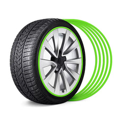 Protector de llanta de aleación de aluminio verde: se adapta a todos los automóviles (4 piezas)