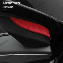 Alcantara Portas Dianteiras Triângulo Trim Cover 2 PCS Para 2024 Model 3 Highland
