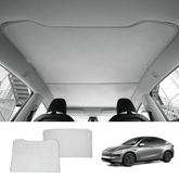 Wholesale Alcantara Split Nano Ice Crystal Glass Roof Sunshade for Tesla Model Y Juniper 2025+(28 Sets)