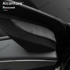 Alcantara Portas Dianteiras Triângulo Trim Cover 2 PCS Para 2024 Model 3 Highland