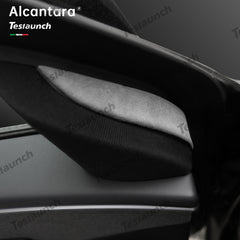 Alcantara Portas Dianteiras Triângulo Trim Cover 2 PCS Para 2024 Model 3 Highland