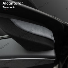 Alcantara Portas Dianteiras Triângulo Trim Cover 2 PCS Para 2024 Model 3 Highland