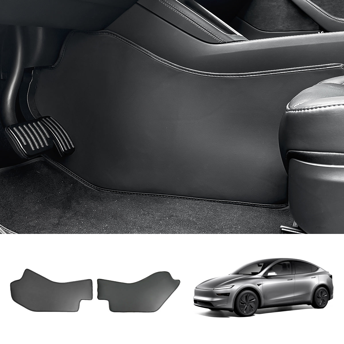 Center Console Side Kick Protectors – Leather Covers for Tesla Model Y Juniper 2025+