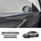 غطاء تزيين باب من ألياف الكربون الحقيقية Tesla Model واي جونيبر 2025+ (4 قطع)
