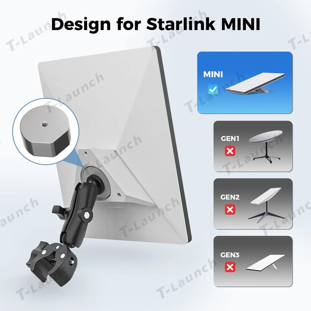 2025 New Version Adjustable Clamp Mount Kit for Starlink Mini - T-Launch