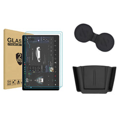 2024 Model 3 Highland Orta Konsol Düzenleyici Tepsi Kol Dayama Saklama Kutusu Bardak Altlığı Kablosuz Şarj Pedi Seti İçin Tasarlandı