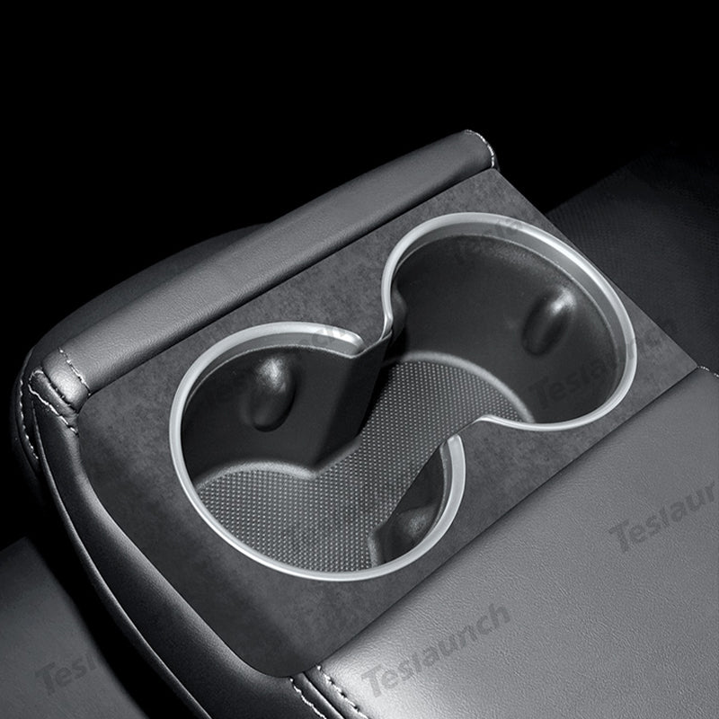 2024 를 위한 알칸타라 뒷좌석 컵 덮개 스티커Model3 하이랜드