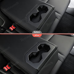 Cybertruck용 뒷좌석 컵 홀더 프레임 트림 커버(탄소 섬유 패턴 ABS)