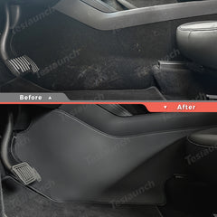 Extended-Length Center Console Side Kick Protection Pads -2-Piece Napa Leather Set for Tesla Model Y Juniper 2025+