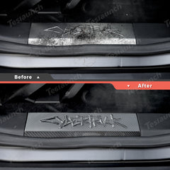 Protetor de soleira da porta dianteira em fibra de carbono genuína Tesla Cybertruck (2 unidades)
