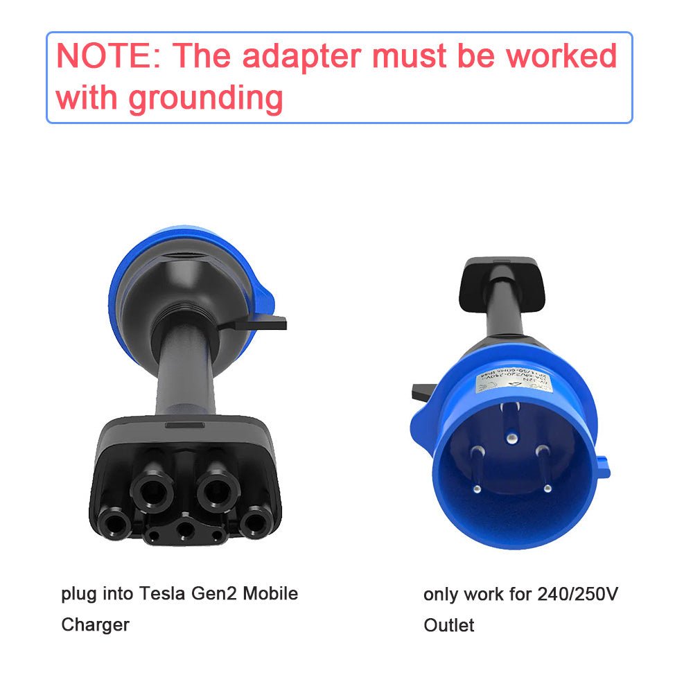 3-Pin CEE to Tesla Adapter - 32A EV Charger Extension Cable for Tesla Mobile Connector - T-Launch