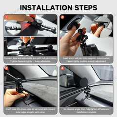 360° justerbar magnetisk telefonholder til Tesla Model Y Enebær 2025+ / Model 3 Højland 2024+