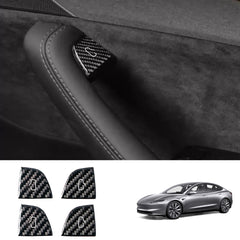 Real Carbon Fiber Window Switch Button Cover Sticker 4 PCS For Tesla Model 3 Highland 2024+ / Model Y Juniper 2025+