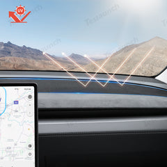 Suede Sunshade Dashboard Mat – UV Protection & Anti-Glare for Tesla Model Y Juniper 2025+