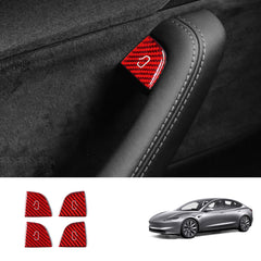 Real Carbon Fiber Window Switch Button Cover Sticker 4 PCS For Tesla Model 3 Highland 2024+ / Model Y Juniper 2025+