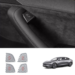 Real Carbon Fiber Window Switch Button Cover Sticker 4 PCS For Tesla Model 3 Highland 2024+ / Model Y Juniper 2025+