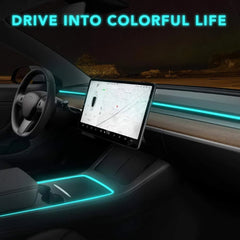 Model 3/Y Interior LED Dashboard + Center Console Light Strip + App Controller for Tesla(2017-2024)