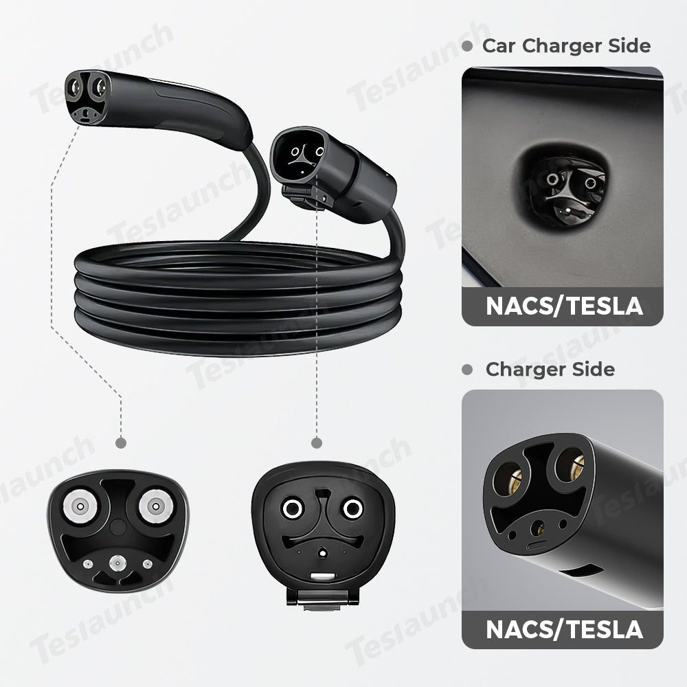 48A EV Charging Extension Cable with One-Button Switch for Tesla M3/Y/S/X-16FT - T-Launch