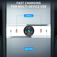 Smart Rotating Gear Shift Dock USB Hub for Tesla Model Y Juniper 2025+