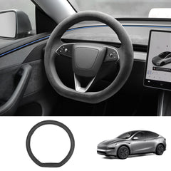 Alcantara One-Piece Steering Wheel Cover for Tesla Model Y Juniper 2025+/ Model 3 Highland 2024+