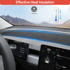 Suede Sunshade Dashboard Mat – UV Protection & Anti-Glare for Tesla Model Y Juniper 2025+