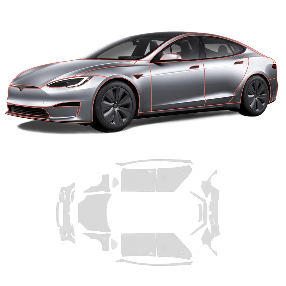 Glossy TPU Invisible Full Car Paint Protection Film (PPF) for Tesla Model S (2021-2024)