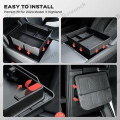 Organizer per console centrale e scatola bracciolo per Tesla 2024 Model 3 Highland