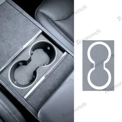 2024 를 위한 알칸타라 센터 콘솔 컵 홀더 커버 스티커Model3 하이랜드