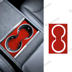 2024 를 위한 알칸타라 센터 콘솔 컵 홀더 커버 스티커Model3 하이랜드