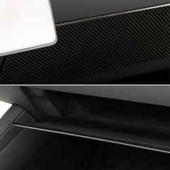 Copertura del pannello del vano portaoggetti in vera fibra di carbonio per Tesla Model 3 Highland 2024+