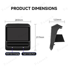 8-Inch IPS Android Rear Entertainment Display for Tesla Model 3 (2020-2023) / Model Y (2020-2024)