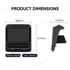 8-Inch IPS Android Rear Entertainment Display for Tesla Model 3 (2020-2023) / Model Y (2020-2024) - T-Launch