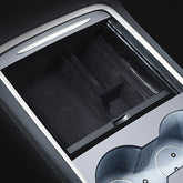 Model 3/Y középkonzol-rendező, csúszó tálca, rejtett cubby fiókos tárolódoboz, teljesen tömött (2021-2023, 2. generáció)