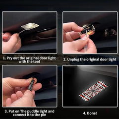 Proiettore di luci a quadri Model Luci di benvenuto per porte con luci di pozzanghera ultra luminose Tesla Model 3 anni S X (2 pezzi)