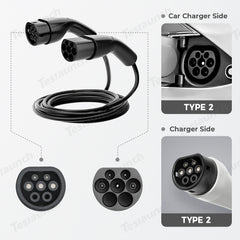 Typ 2 hona till hane-kontakt IEC62196 Adapter Laddningsstation EV Laddningskabel (Typ 2 till Typ 2 EV Laddningskabel)