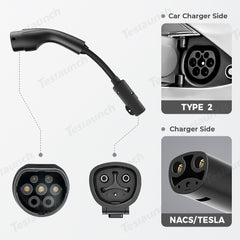 Nacs/tesla to type 2 adapter charger connector cable
