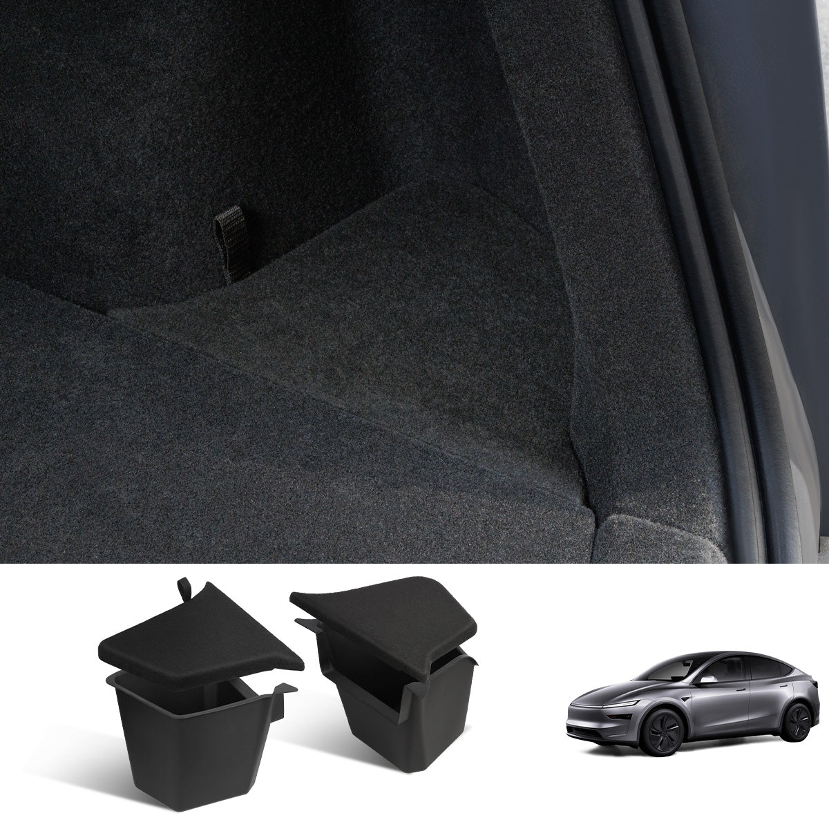 TPE Rear Trunk Side Storage Box for Tesla Model Y Juniper 2025+ (2 Pcs)