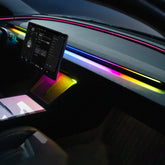 Lumini ambientale LED interioare cu control prin aplicație pentru Tesla 2024+ Model 3 Highland – Tablou de bord și cadru de încărcare wireless