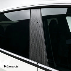 Carbon Fiber A & B Pillar Window Trim Covers for Tesla Model Y 2025+ / Model 3 2024+