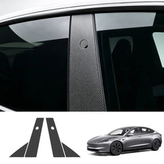 Carbon Fiber A & B Pillar Window Trim Covers for Tesla Model Y 2025+ / Model 3 2024+ - T-Launch
