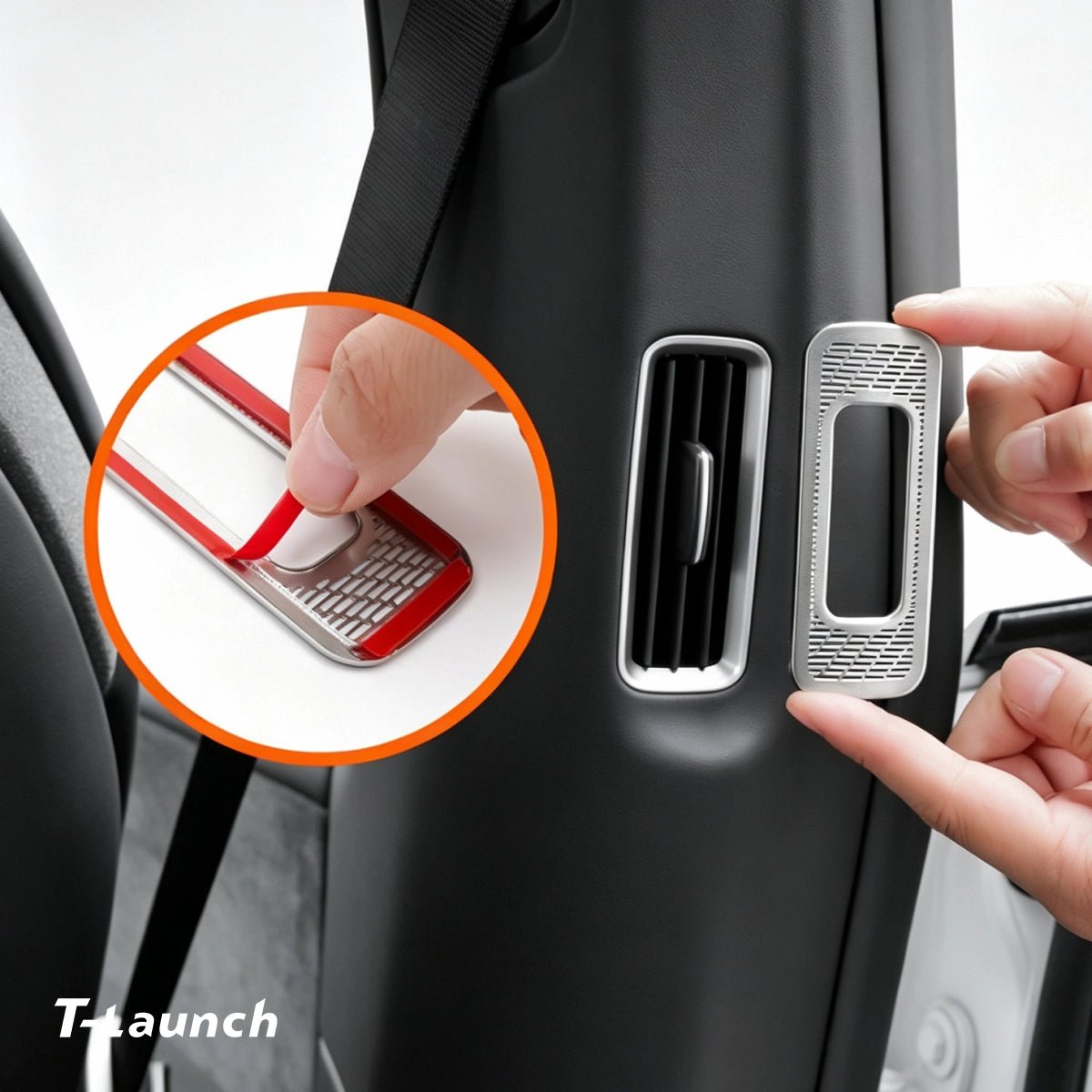 Stainless Steel B & C-Pillar Air Vent Trim Covers for Tesla Model Y L 2026+ - T-Launch