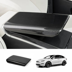 Revestimento do apoio de braço da consola central em fibra de carbono genuína. Model X/S 2021+