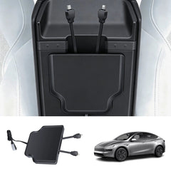 Armrest Retractable Charging Hub with Dual Cables for Tesla Model 3 2024+ / Model Y 2025+ - T-Launch