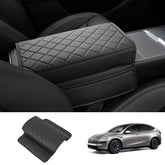 Leather Center Armrest Cover with Side Pockets for Tesla Model YL 2026+